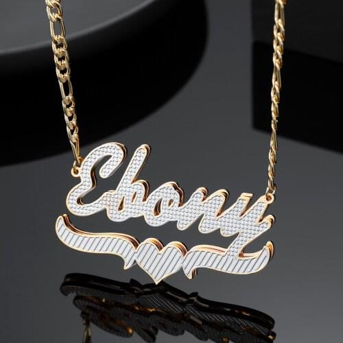 Custom Name Necklace Double Gold Stainless Steel Dlated Nameplate 3D Necklace Personalized Choker Women Double layer Name Gifts