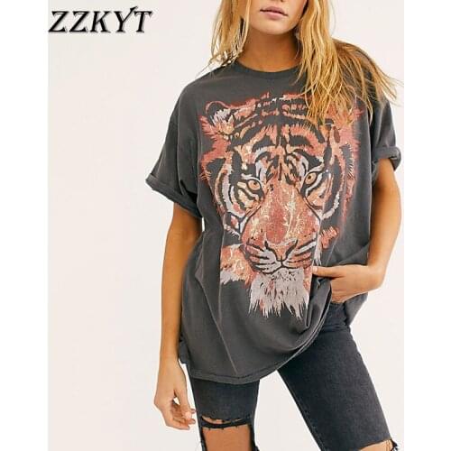 ZZKYT 2021 Women Summer Vintage Animal Print T Shirt Fashion Casual Tops Tees Short Sleeve O Neck Female Harajuku Ladies T-Shirt