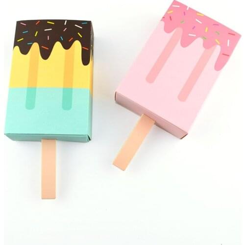 10pcs Ice cream shape Wedding party Favor Box Candy box treat box Ice Cream Gift box Baby shower Birthday Party Drawer Gift Bags