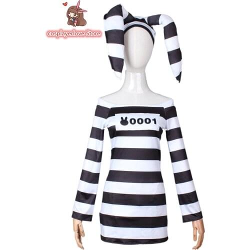 Hololive Virtual Idol Vtuber Usada Pekora Rabbit Prison Outfits Cosplay Costume Halloween Christmas Costume