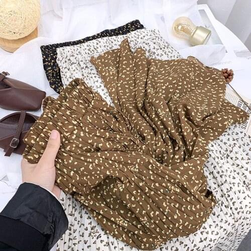 Summer Skirts Womens 2021 New Vintage Floral Print Chiffon Pleated Skirt Elastic High Waist Casual Midi Skirt Women Clothes Jupe