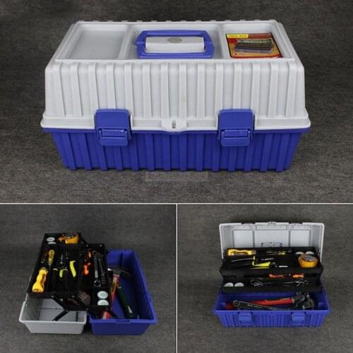 Multi-function three-layer plastic toolbox folding hardware accessories tool box organizer storage parts plastic tool case