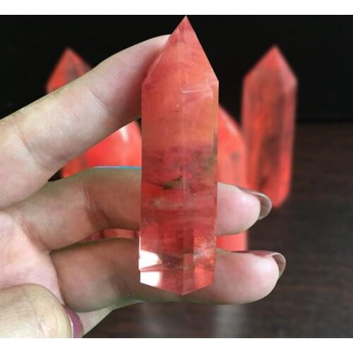 1PC Natural Rare Red Quartz Crystal Single Terminated Wand Point Healing 40-50mm Mineral Specimens Collectibles Home Decor Stone