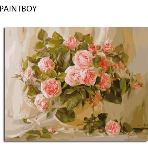 PAINTBOY Framed DIY Painting By Numbers Flowers Coloring By Numbers Hand Painted On Canvas Home Decor Wall Art