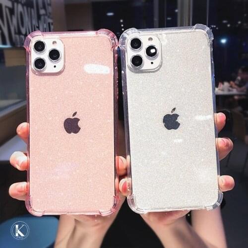 Shockproof Shining Glitter Powder Phone Case For iPhone 11 Pro Max X XS XR 12 Mini 7 8 Plus SE 2020 Transparent Soft Bling Cover