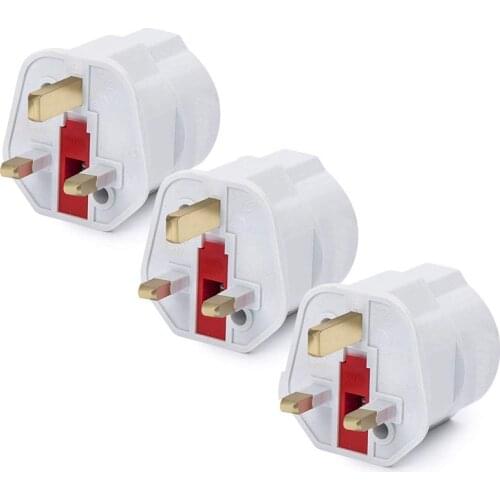 Rdxone EU Euro 2 Pin to UK 3 Pin Power Converter Plugs adapter AC plug Adapter Travel Converter European 250V 16A