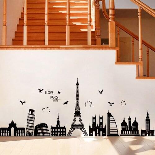 Modern City Wall Stickers Black and White Abstract Wall Teenager Bedroom Living Room Decoration Aesthetic Decals for Furniture