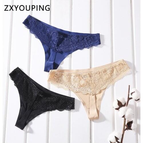 Sexy Lace Women G String Hollow Out Lingerie Seamless Panties Low-Rise T-back Intimates Thongs for Femme