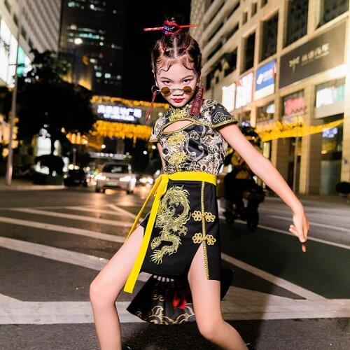 Jazz Dancer Outfit Girl Sets Chinese Style Cheerleader Uniform Summer Stage Costume Festival Clothing Street Dance Wear DL7990