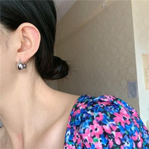 TIMEONLY Statement Ball Shape Stud Earring for Women Ladies Minimalist Alloy Charms Earring for Women Female Party Jewelry