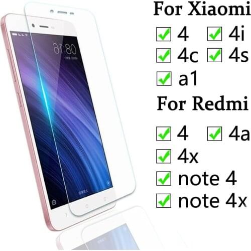 Safety glass on for xiaomi redmi 4x 4a note 4 note4x 4 4i 4c 4s a1 protective Glass A4 X4 Remi red mi resmi A X Xiomi Xaomi film