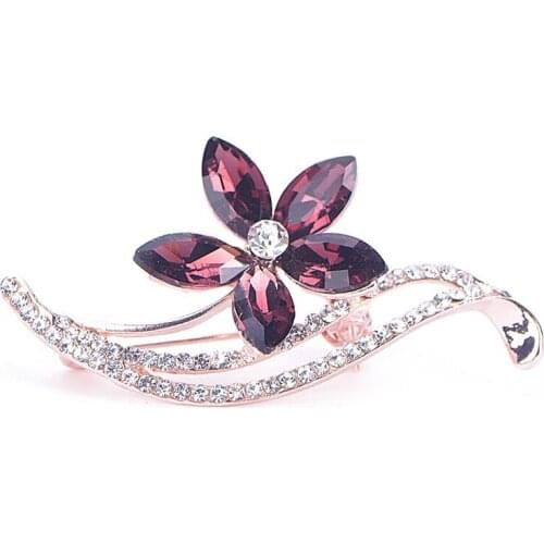 Simple Design Fashion Rhinestone Flower Brooches Choose For Women Jewelry Wedding Pin And Brooch Bijouterie Broches Gift 3Colors
