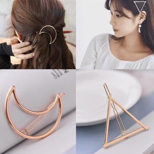 QCOOLJLY Brand Hairpins Moon Hair Pin Jewelry Lip Round Hair Clip For Women Barrettes Head Hairgrips Accessories Bijoux