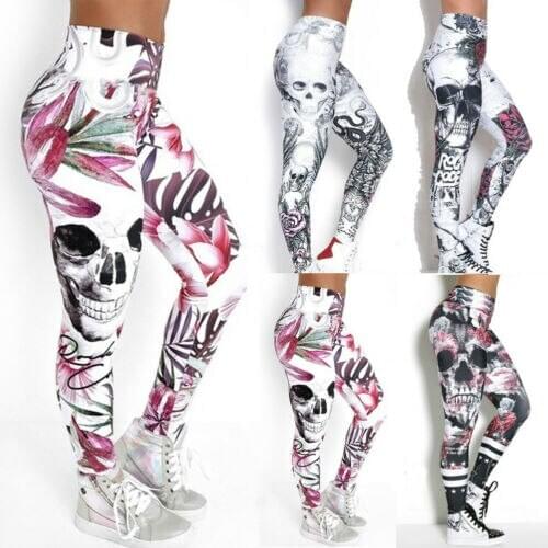 Women´s Sports Yoga Long Pants Leggings Seamless High Waist Fitness Scrunch Trousers Casual Floral Printed Elastic