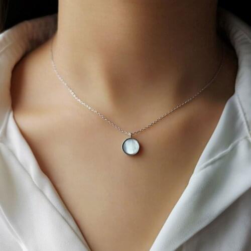 New Arrival Pendant 100% 925 Sterling Silver Natural Round Shell Necklace For Women Female Fine Jewelry Gifts