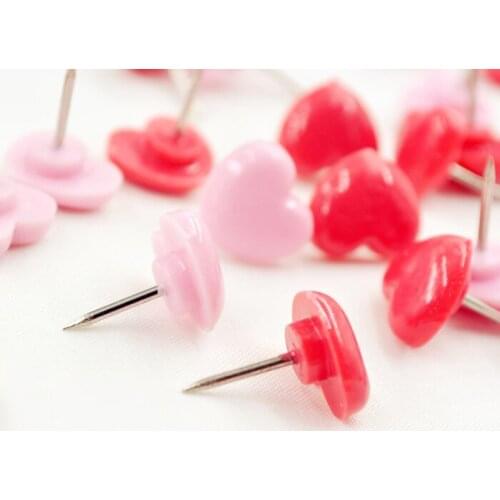 1pcs BZNVN new cross-border color heart-shaped plastic pushpin creative cute push pin DIY softwood nail 50 pieces