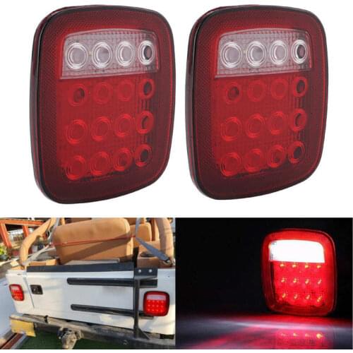 16LED Reversing Light Dual Color Red White Side Marker Lamp Square-Shape Fit for Jeep Wrangler JK TJ CJ YJ 1976-2006 Car style