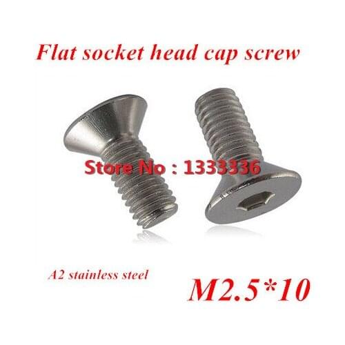 200pcs M2.5*10 DIN7991 Stainless steel Flat (Countersunk) Head Drive Hexagon Socket Cap Screw Bolt