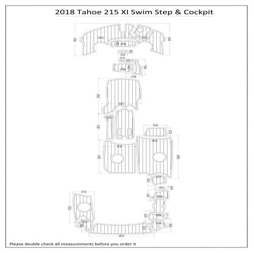 2018 Tahoe 215 XI Swim Step & CockpitPad Boat EVA Teak Decking 1/4" 6mm