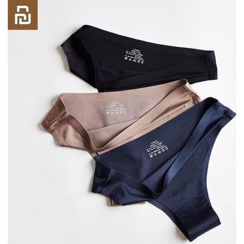 3pcs Xiaomi Youpin Panties Briefs Woman Underwear Sexy Seamless Thong T-back G-string Underpant Ice Silk Panties Lady Panties