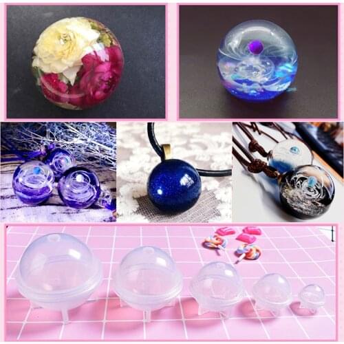 5pc Crystal Epoxy Ball Silicone Mold of Dried Flower Resin Decorative Craft DIY Spherical Jewelry Making Fondant Cake Decor tool