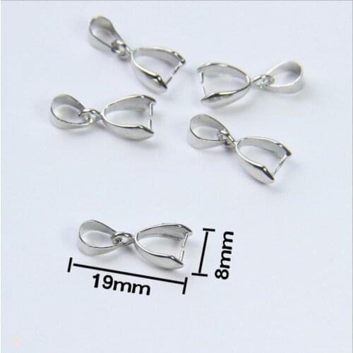 50pcs 8x19mm Copper Necklace Pinch Clip Bail Connector Clasp for Jewelry Making DIY Handmade Necklace Accessories for Jewelry