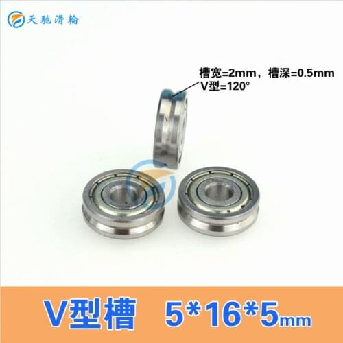ABXG 5mm heavey load Steel Wire Ball Bearing 5x16x5 mm Pulley V Groove Metal Assembly Line Rolling Bearing Non Standard