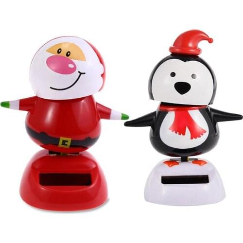 Car Accessories Interior Solar Shaking Head Doll Solar Swinging Santa Car Decoration Cartoon Xmas Decor Party Santa Home Kids
