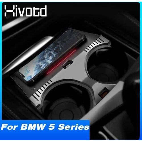 Car QI Wireless Charger For BMW 5 Series G30 G32 G38 6 Series 2021 2020 2019 2018 15W Fast Phone Charging Plates Accessories