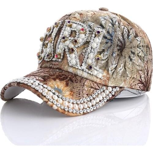 Outdoor Baseball Cap Diamond Painting Embroidery Flower Lace Cotton Snapback Hats Woman Rhinestone Female Cap Summer Sun Hat