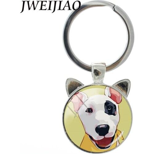 JWEIJIAO Bull Terrier Dog Key Chain Color Cat Ear Shape Pendant Cartoon Tortoise Monkey Elephant Key Buckle Custom TB149