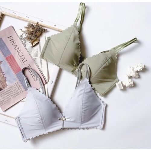 Bras for women Lightweight solid color triangle Cup underwear three breasted back buckle thin shoulder belt comfortable