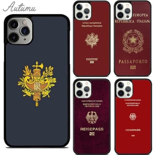 German Italian French Passport Phone Case for iPhone 11 12 Pro Max mini X XR XS SE 2020 5 6S 7 8 Plus Samsung S9 S10 Cover shell