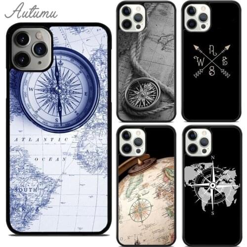 Compass Wanderlust Vintage Map Phone Case for iPhone 11 12 Pro Max mini X XR XS SE 2020 5 6S 7 8 Plus Galaxy S9 S10 Cover shell
