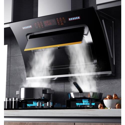 Dual-motor Range Hood Side Suction Automatic Cleaning Range Hood Kitchen Somatosensory Control Large-screen Digital Display