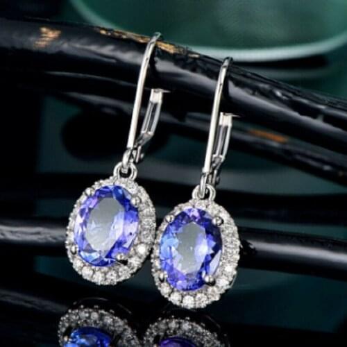 Elegant Blue Cubic Zircon Drop Earrings Women for Party Wedding Simple Design Fine Anniversary Gifts Hypoallergenic Jewelry