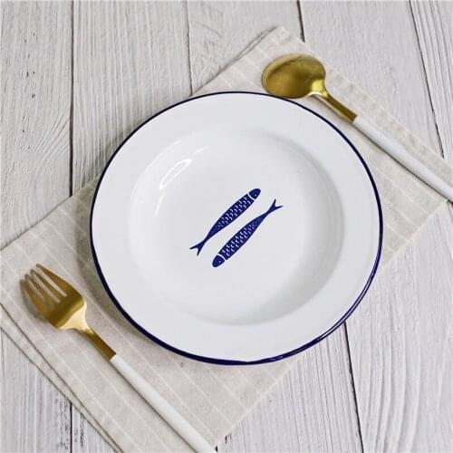 Enamel plate. Japanese retro dessert plate, dinner plate. 10 pieces / pack