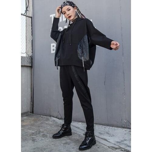 European station 2021 Spring and autumn bat sleeve hoodie individual matching hat plus size matching long sleeve womens wear