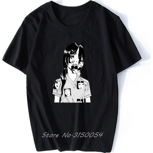 Horror Manga Junji Ito T Shirts Men Shintaro Kago Guys Anime TShirt Tops Mens Cotton Short Sleeve Clothes Male T-Shirt Harajuku