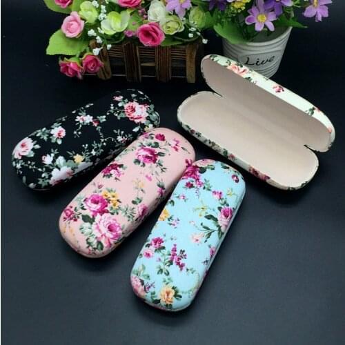 Elegant Vintage Floral Fabric Case Glasses Box Women Hard Reading Eyeglasses Storage Box Party Favor