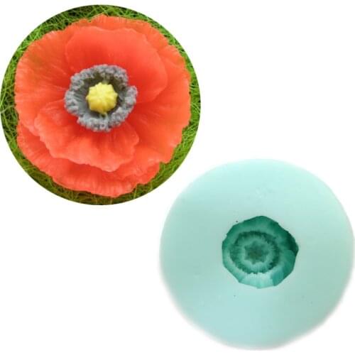 HC0020 3d Poppy Mold 3d Molds of Field Flowers Mould Flower Candle Molds Chocolate Mould Silicone Bouquet Flower Mold Garden