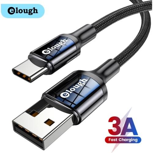 Elough USB Type C Cable For Xiaomi Samsung S20 S21 USB C Cable 3A Fast Type C Charging Cable Data Phone Charging Cord Type-c 3m