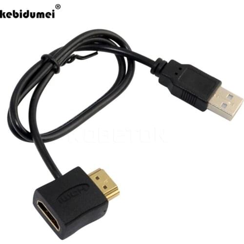 Kebidumei New Model HDMI Male To Female Adapter Connector + 50cm USB 2.0 Charger Power Supply Cable