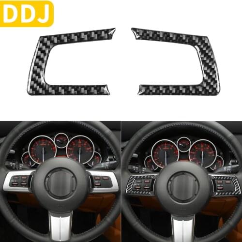 For Mazda MX-5 Miata 2009-2015 Carbon Fiber Steering Wheel Button Switch Frame Tuning Sticker MX5 NC Roadster Car Accessories