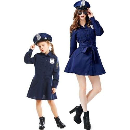 Adults Kids Cop Police Officer Cosplay Dance Costume Set Children Halloween Party Policewomen Fancy Dress for Kids Gifts