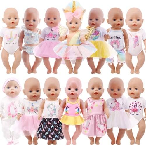 43cm New Born Baby Doll Unicorn Dsiney Clothes For 18 Inch American Of Girl`s&43-45cm Baby New Born Doll Zaps Our Generation Toy