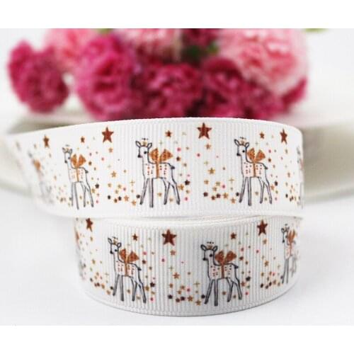 9mm/16mm/22mm/25mm/38mm/75mm deer print grosgrain ribbon 10/25/50yards DIY gift wrap sewing wedding decor ribbon