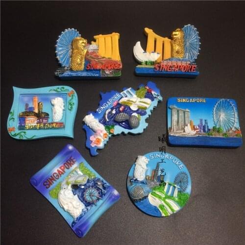 Fridge magnet souvenir World tourism memorial Singapore resin refrigerator stickers magnetic stickers home ornaments gifts