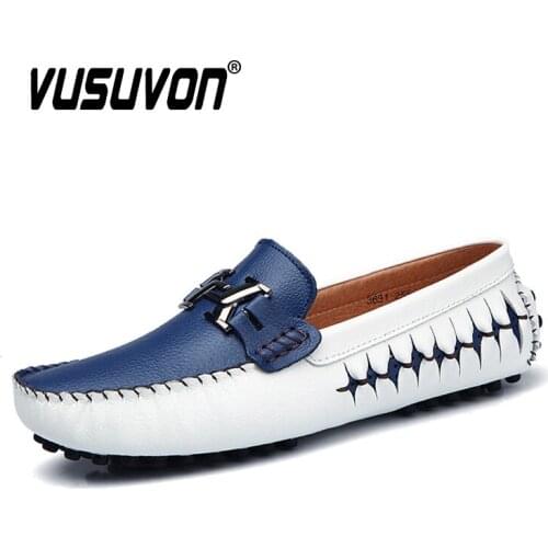 Italian Designer Men Loafers Genuine Leather Casual Shoes Men Boat Shoes Autumn Driving Shoes Moccasins Blue Black Brown Flats