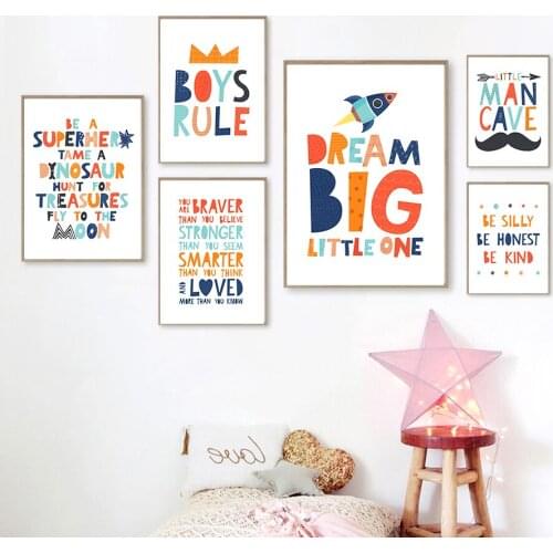 Cartoon Dream Love Quote Kawaii Nursery Wall Art Canvas Painting Nordic Posters And Prints Wall Pictures Kids Room Decoration